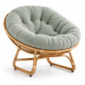 Chaise en rotin avec coussin en lin gris