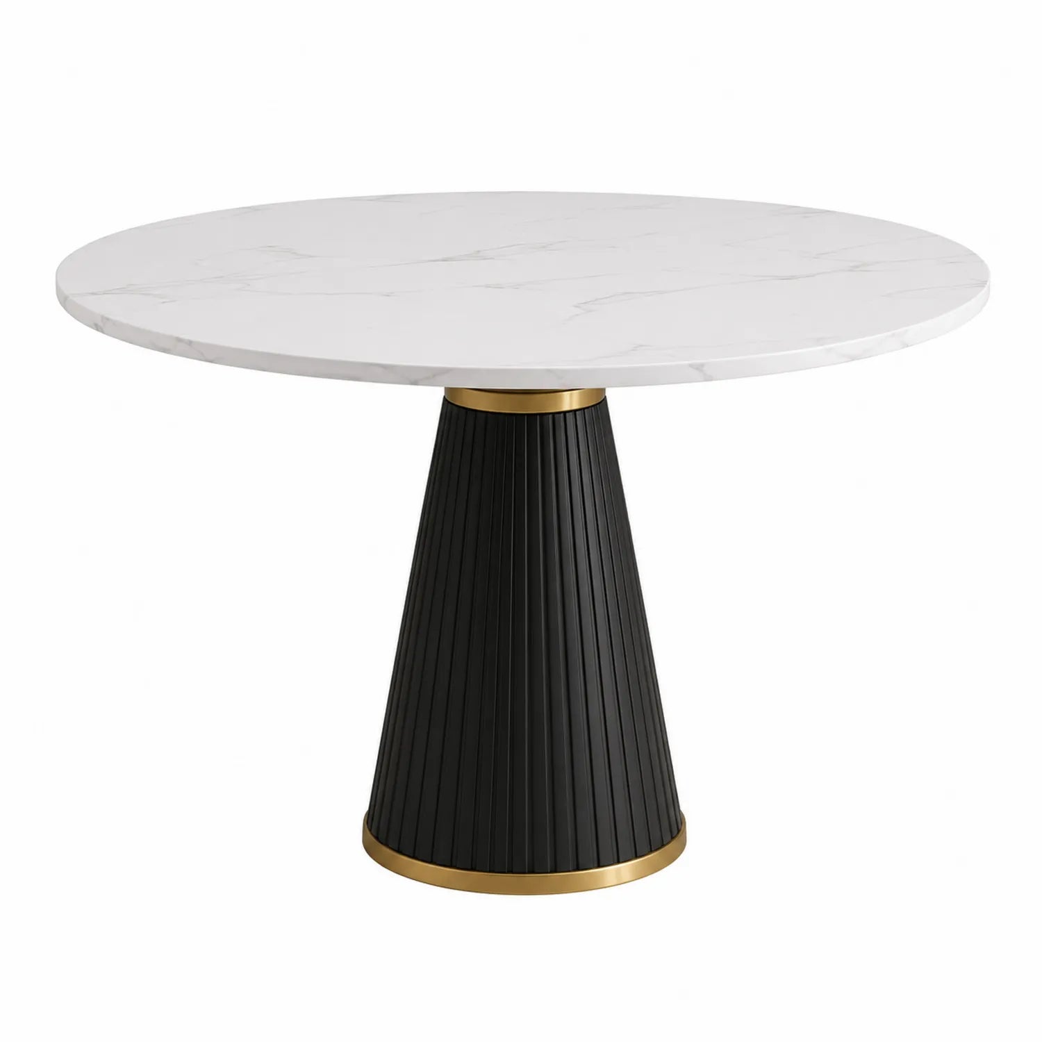 Table ronde en marbre et métal noir doré diamètre 120 cm