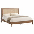 Lit double en bois massif et rotin 160x200 cm