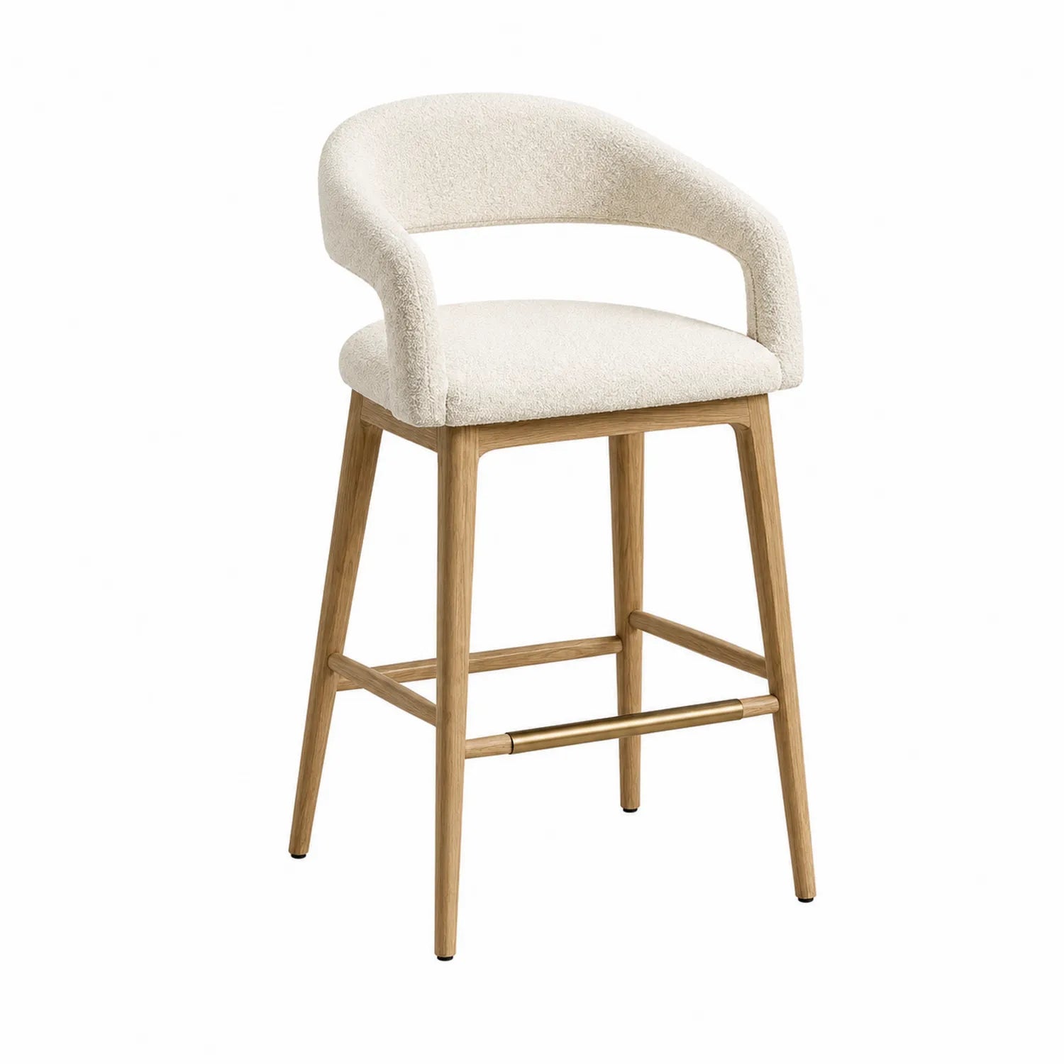 Tabouret de bar en bois et polyester Blanc