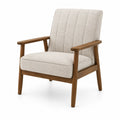 Fauteuil en tissu beige et bois massif