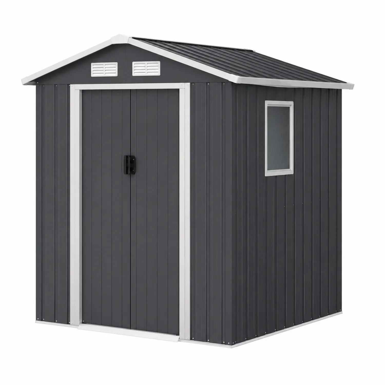 Abri en Métal Gris avec Fenêtre 213x130x173 cm