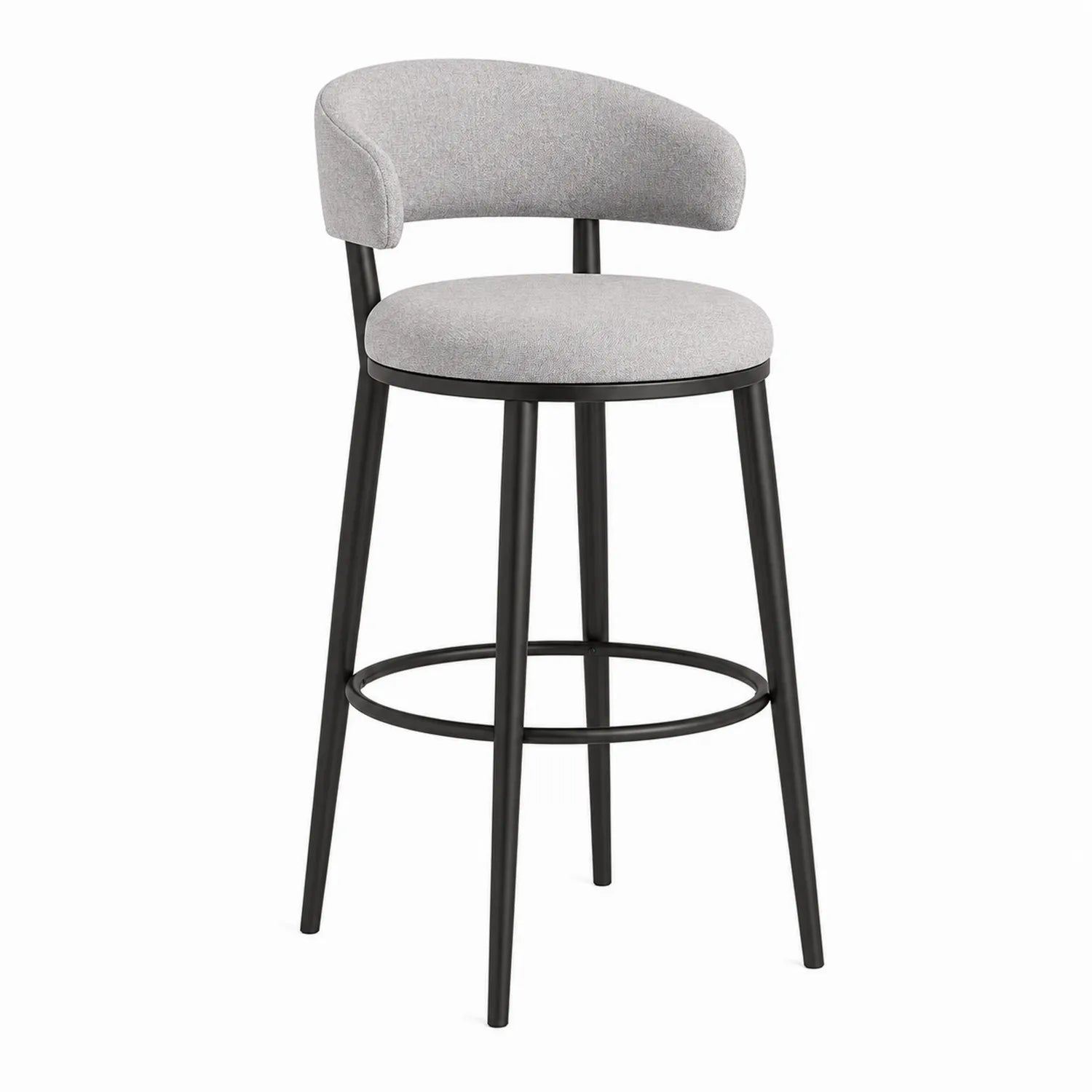 Tabouret de bar en métal et tissu gris