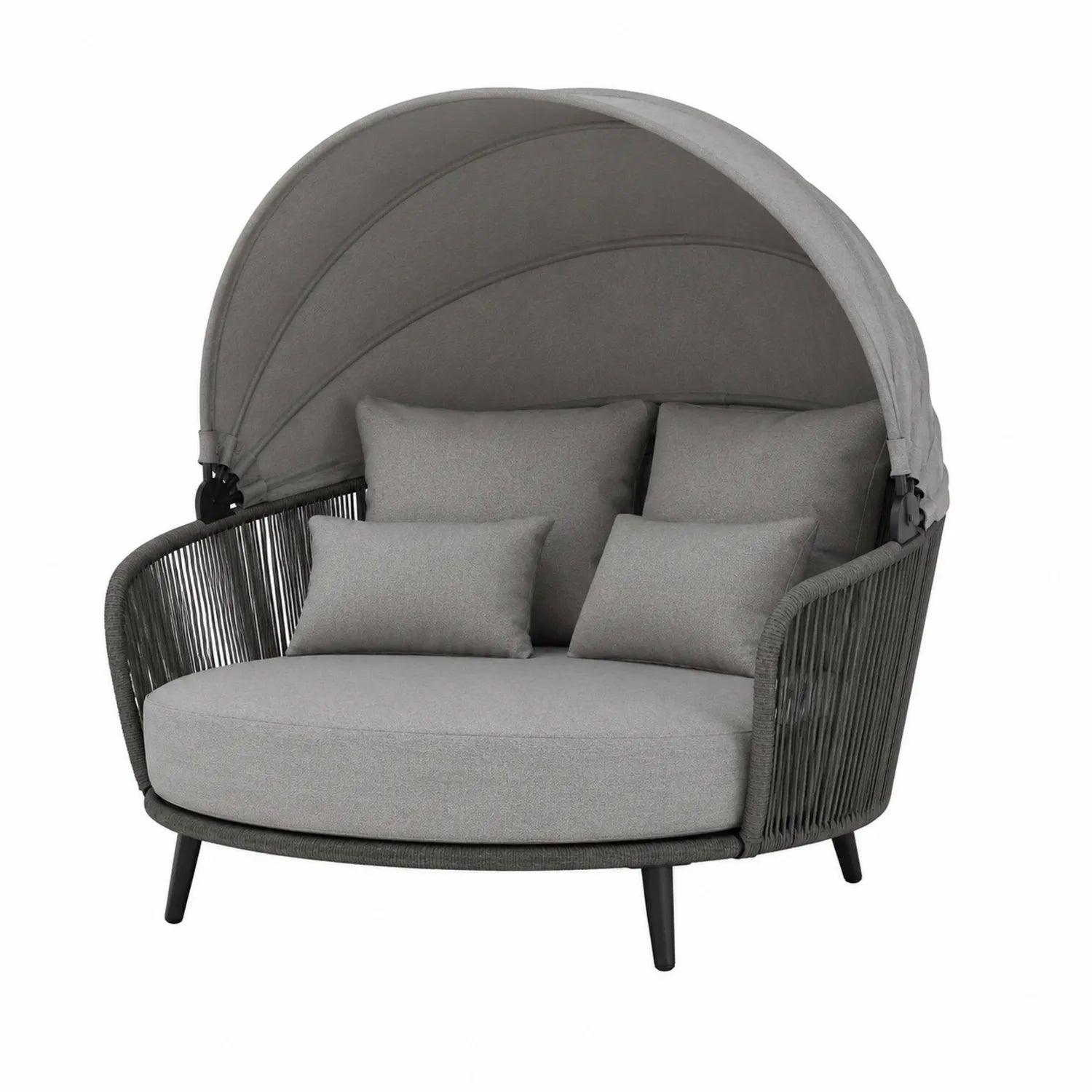 Canapé rond d'extérieur en aluminium et polyester gris