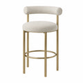 Tabouret de bar en métal et tissu lin Beige et Doré