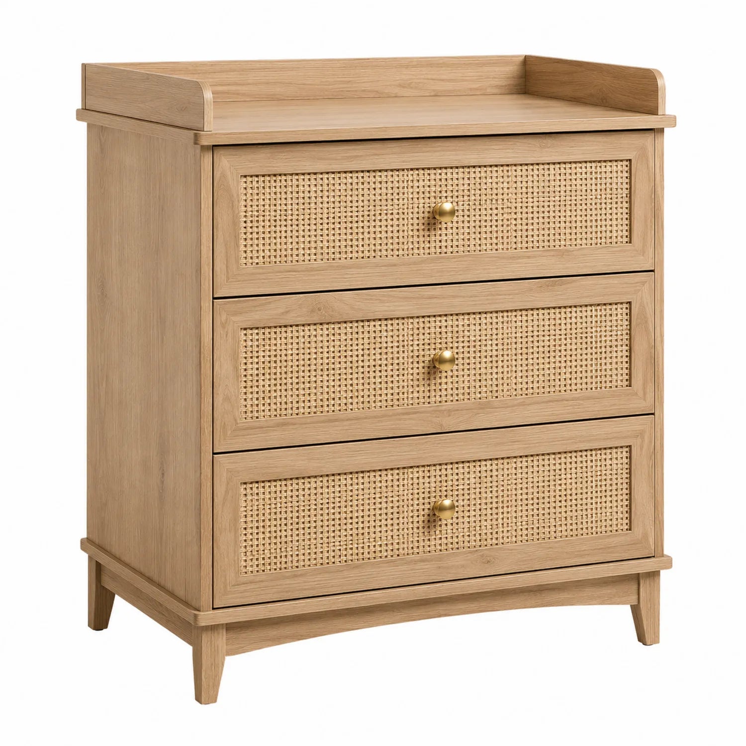 Commode en bois avec tiroirs en rotin 3 tiroirs beige