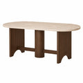 Table à manger ovale en bois de chêne et travertin 180cm