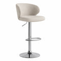 Tabouret de Bar Réglable en Tissu Beige et Métal Chromé