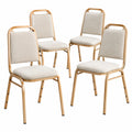 Lot de 4 chaises en métal avec assise et dossier en tissu Beige