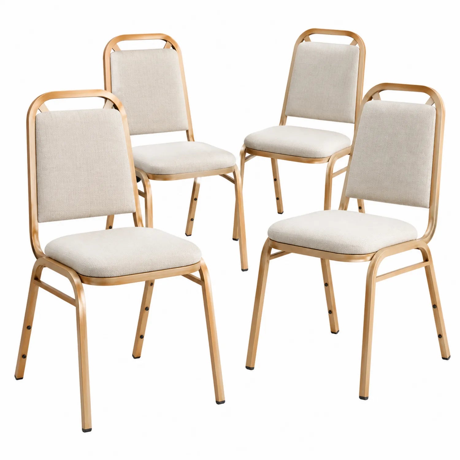 Lot de 4 chaises en métal avec assise et dossier en tissu Beige