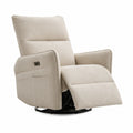 Fauteuil Relaxation en Tissu Beige avec Repose-Pieds Inclinable et Pivotant