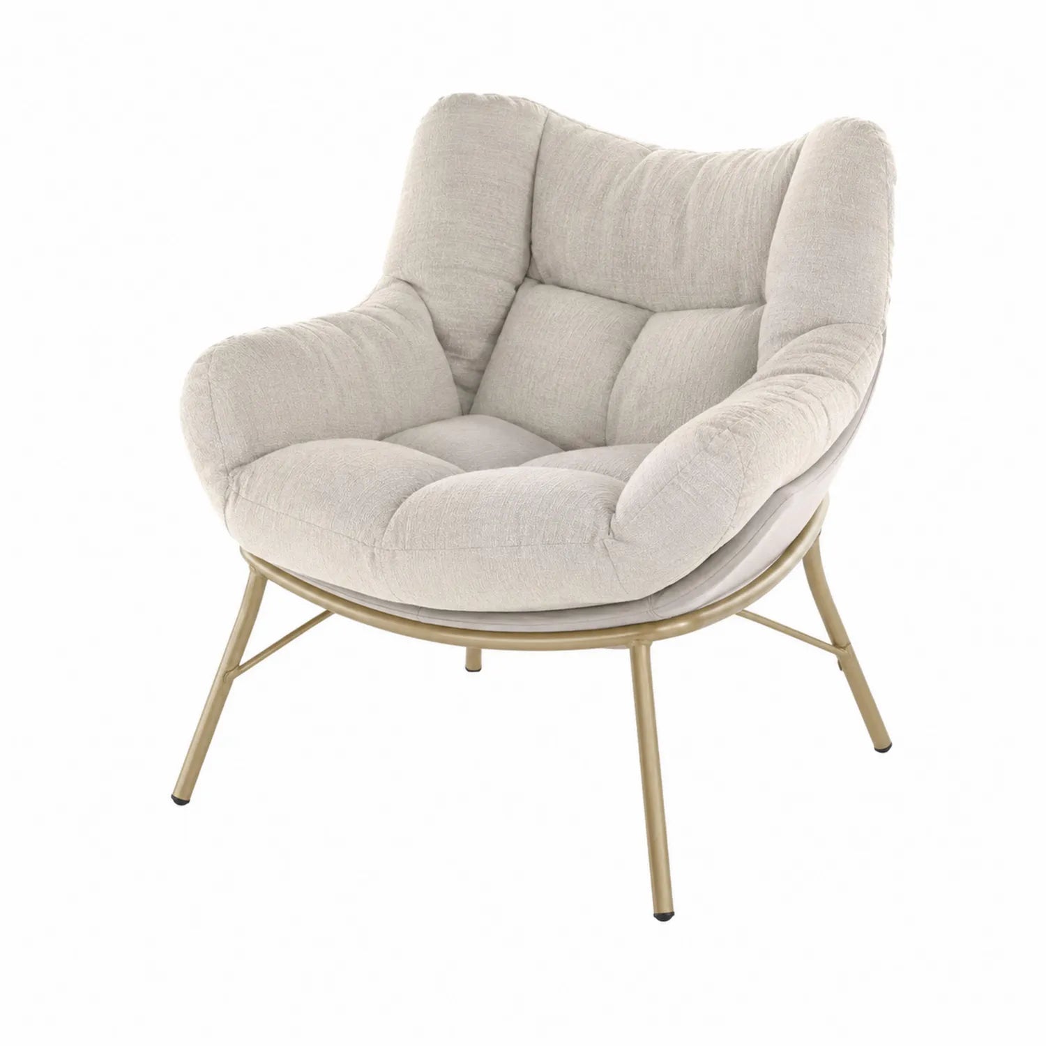 Fauteuil en tissu polyester beige avec structure en acier