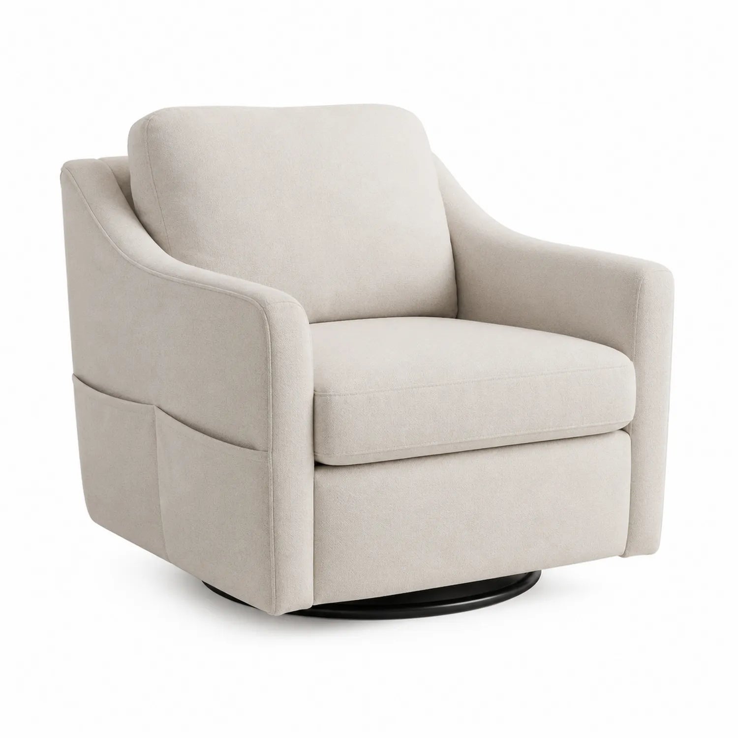 Fauteuil pivotant en tissu polyester beige