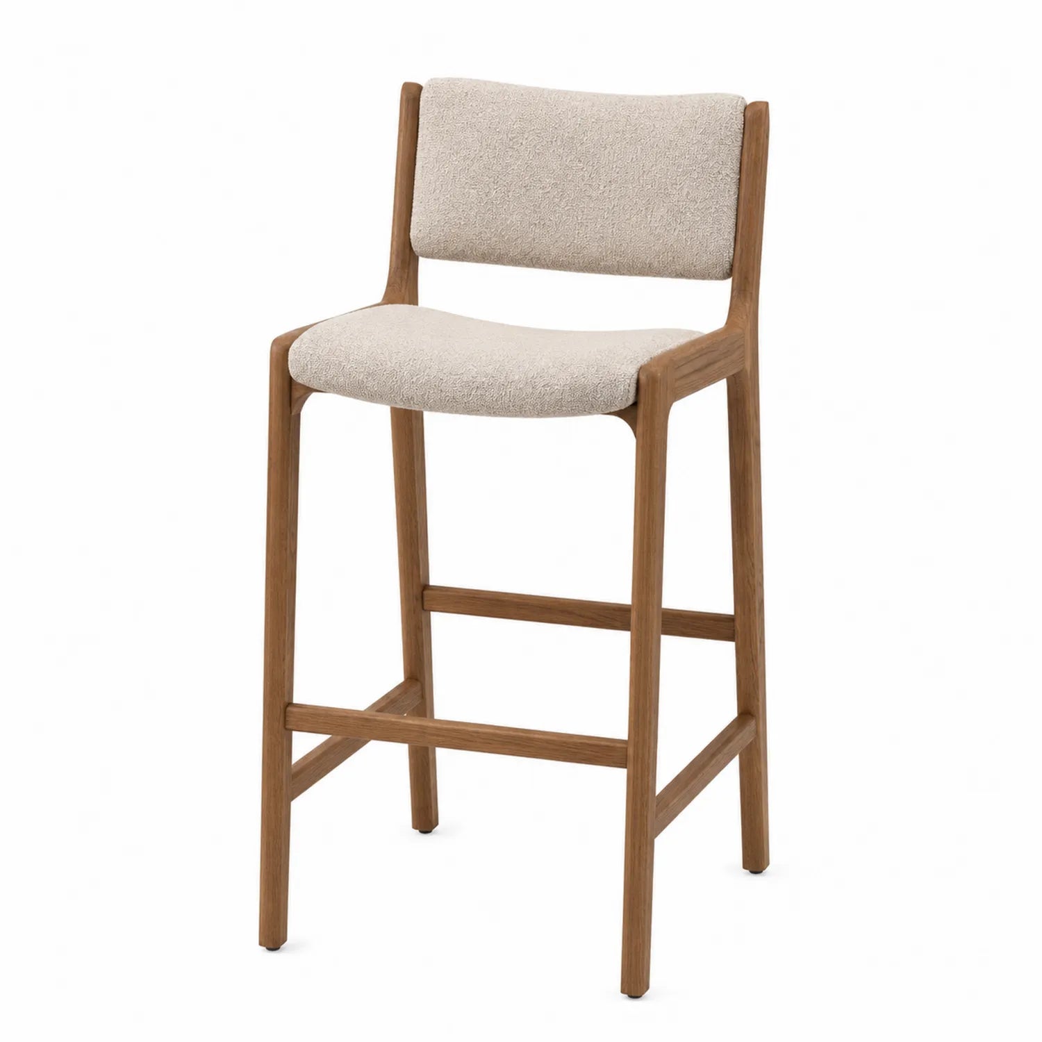 Tabouret en bois et tissu beige