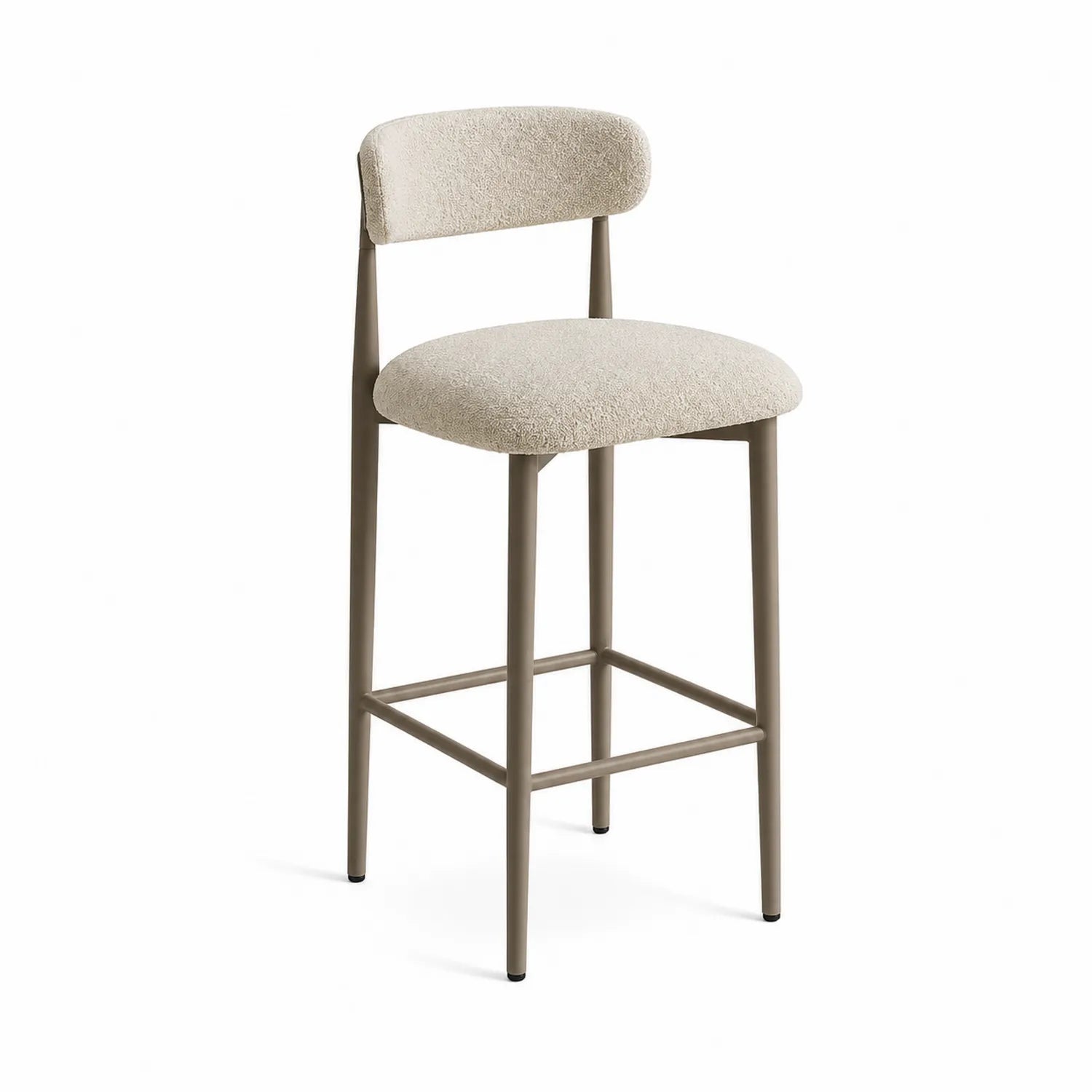 Tabouret de bar en tissu beige et métal 45x45x100 cm
