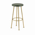 Tabouret de bar rond en cuir synthétique et structure en métal doré 75 cm Vert