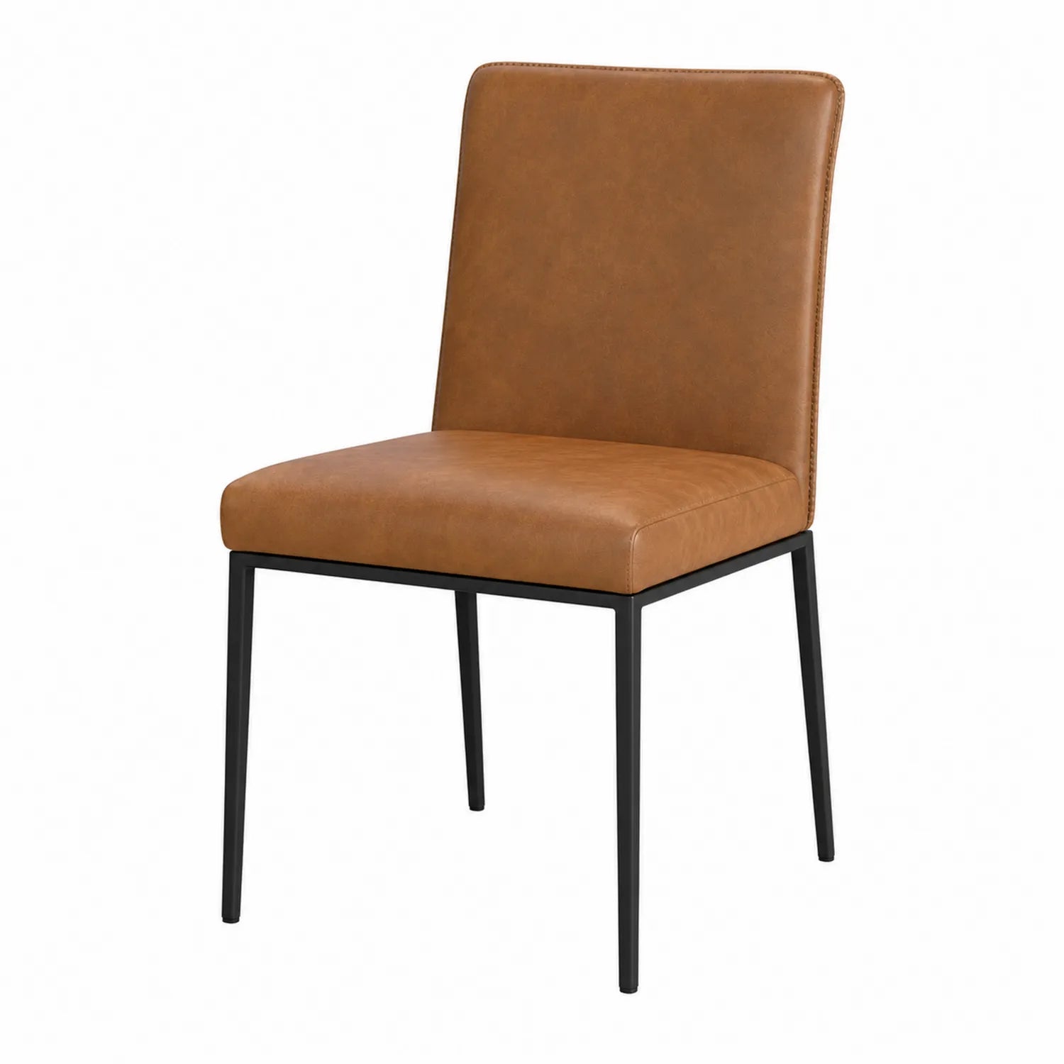 Chaise de salle à manger en similicuir Marron cadre en Acier Noir 45x55x85 cm