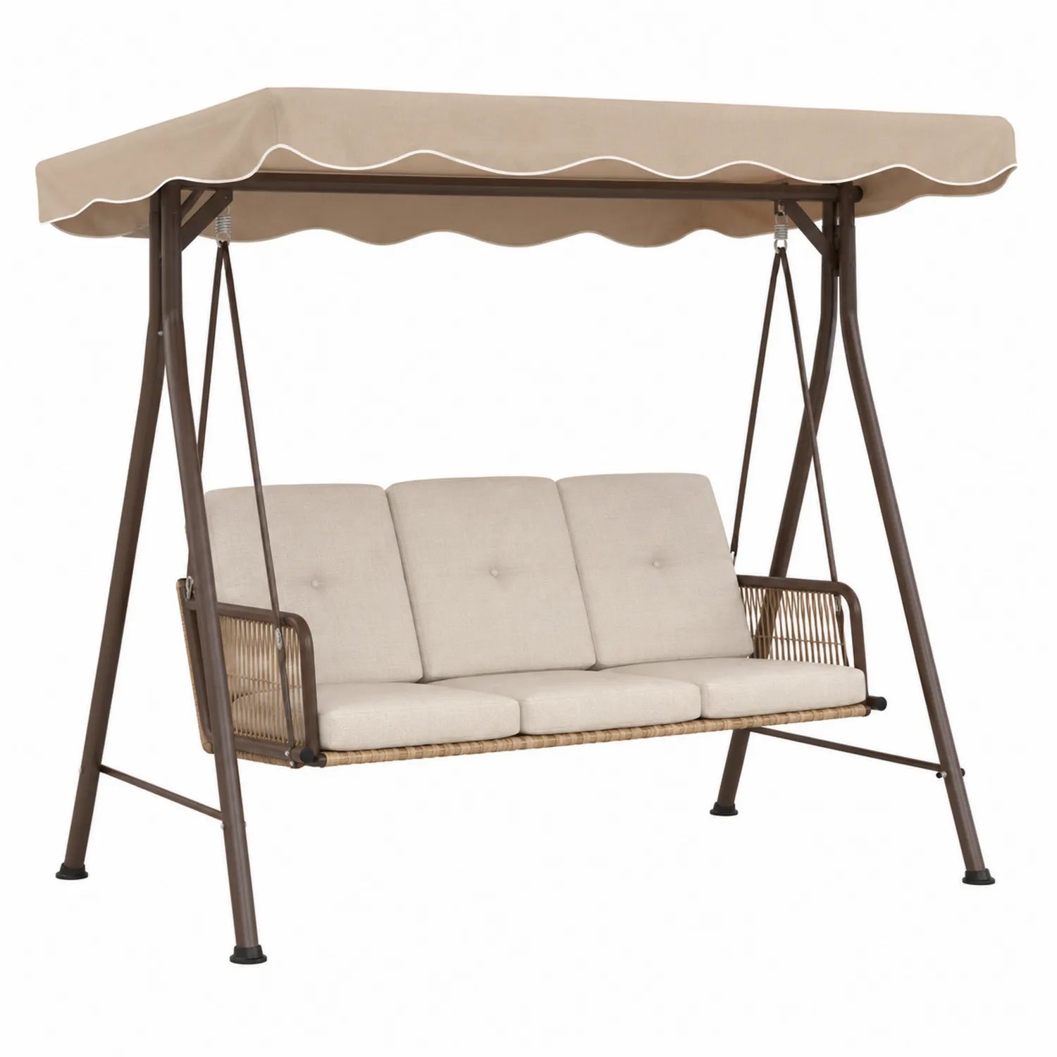 Balancelle d'extérieur 3 places acier beige