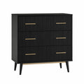 Commode en bois avec 3 tiroirs noire
