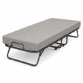 Lit pliant simple en métal avec matelas gris
