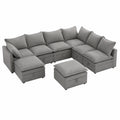 Canapé d'angle modulaire en tissu gris