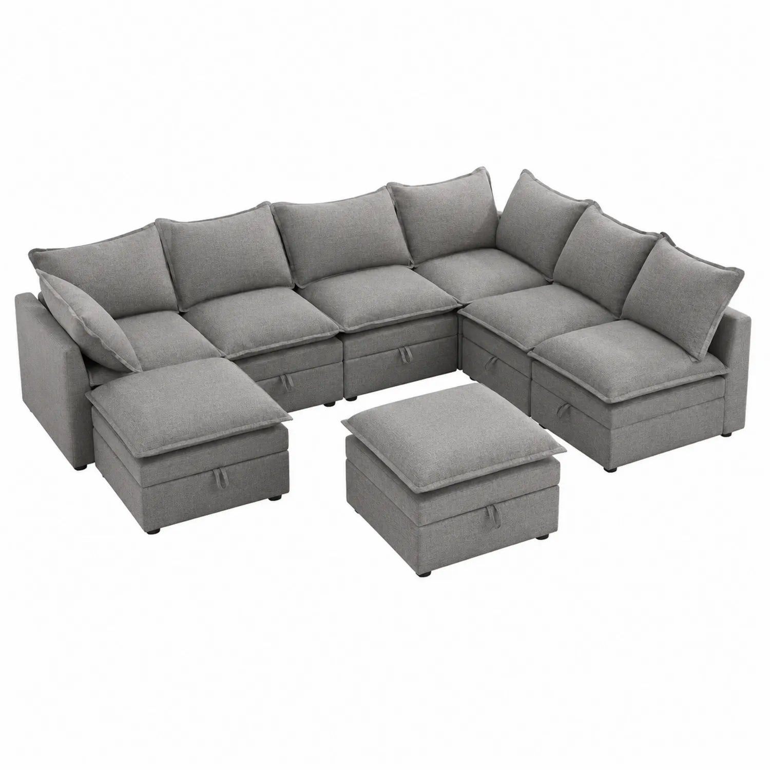 Canapé d'angle modulaire en tissu gris