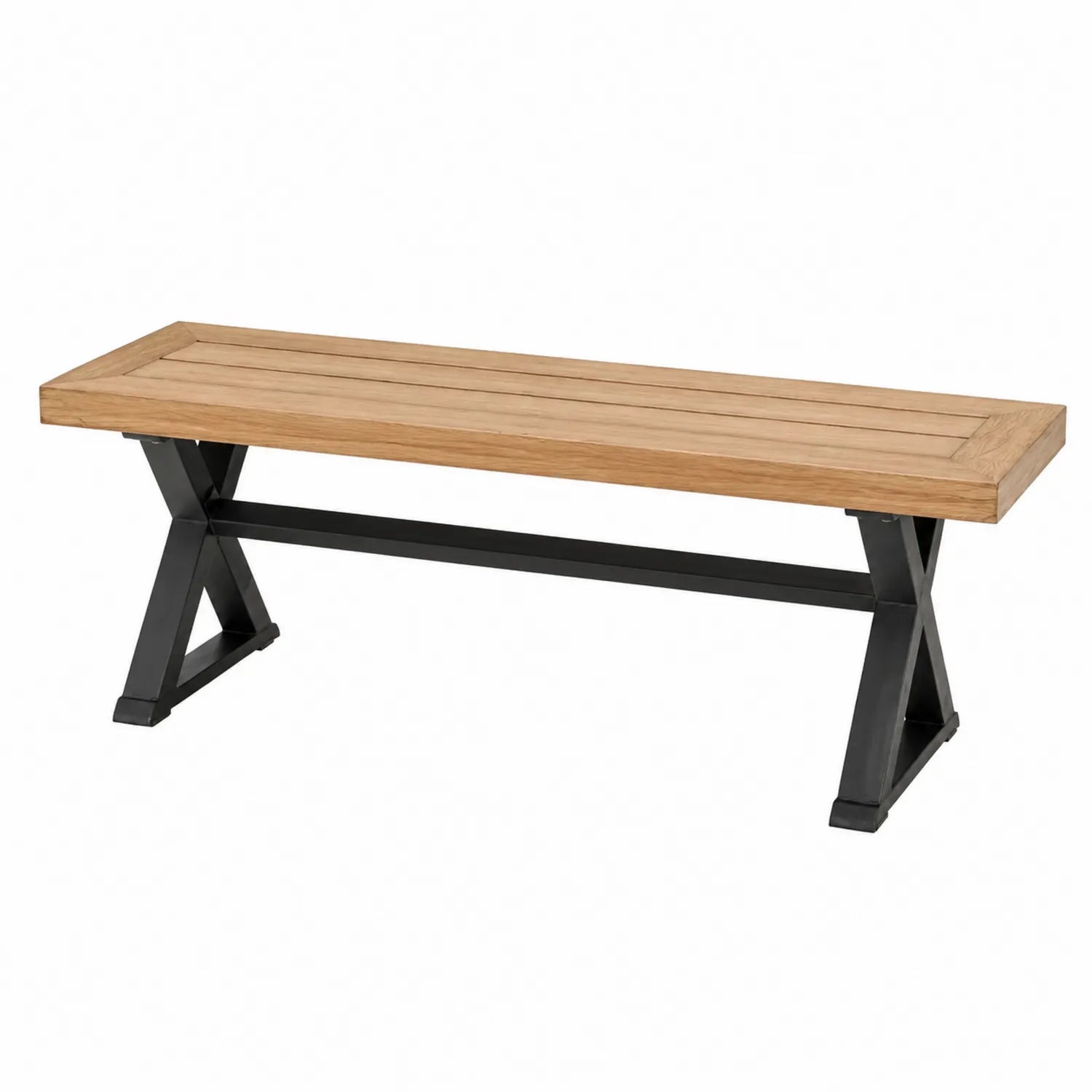 Banc en chêne avec cadre en métal noir 120x35x45 cm