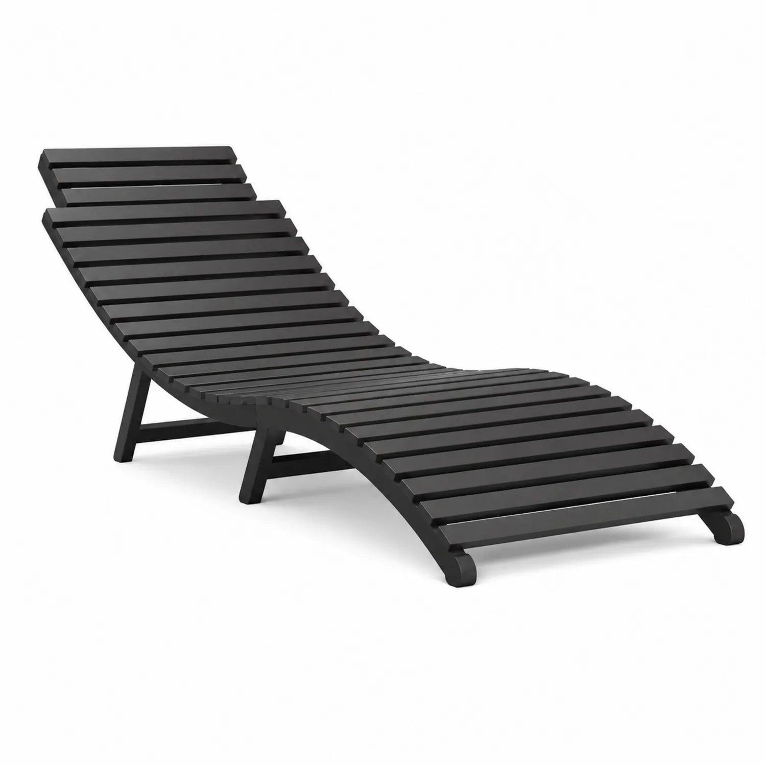 Chaise longue extérieure en bois noir 200 cm