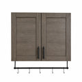 Armoire murale de salle de bain en bois avec crochets - 50x60x20 cm