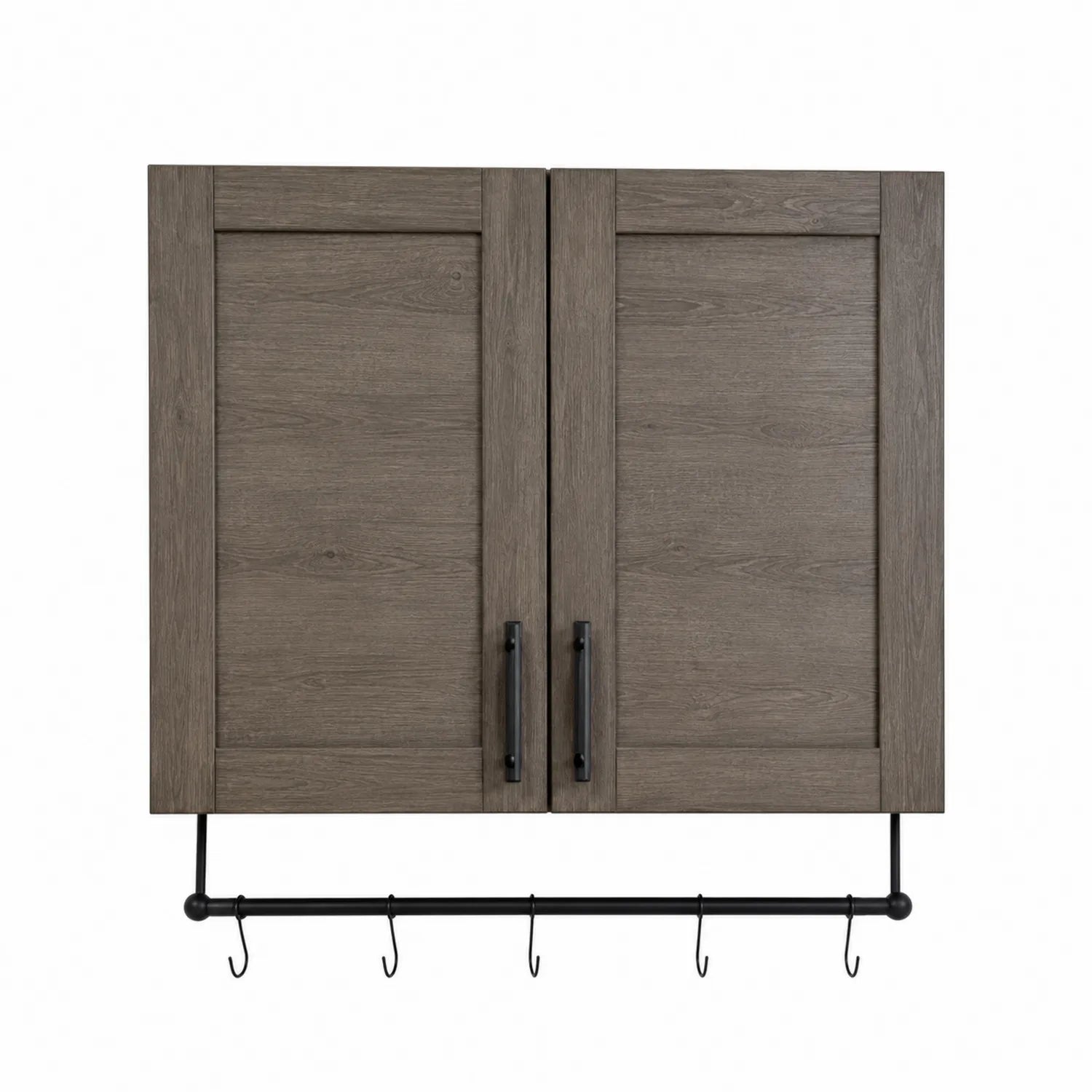 Armoire murale de salle de bain en bois avec crochets - 50x60x20 cm