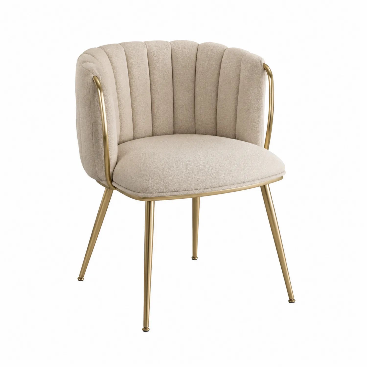 Chaise en tissu à dossier courbé et pieds en métal doré 75cm x 60cm x 60cm