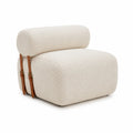 Fauteuil en Tissu Bouclé Beige avec Sangles en Cuir