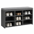 Banc de rangement pour chaussures en bois MDF avec coussin en tissu gris