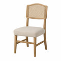 Chaise en bois avec assise en lin et dossier en rotin