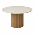 Table à manger ronde en marbre et bois blanc et chêne