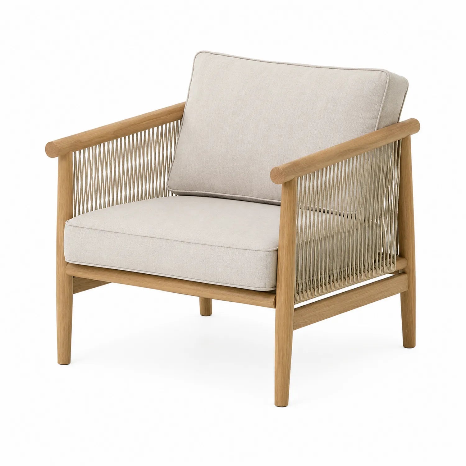 Fauteuil d'extérieur en bois d'acacia et corde en polyester Beige