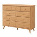Commode 9 tiroirs en bois de chêne clair 110x90x40 cm